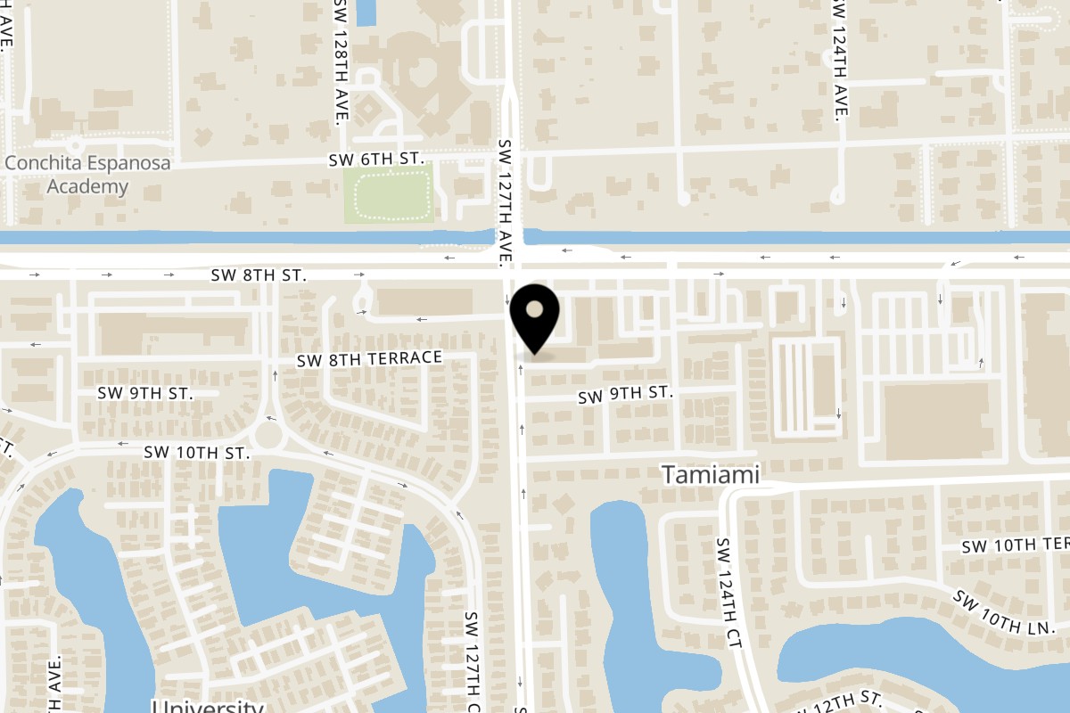Map showing the location of Dona Neli Restaurant SW 8th Street on 12652 SW 8th St in Miami